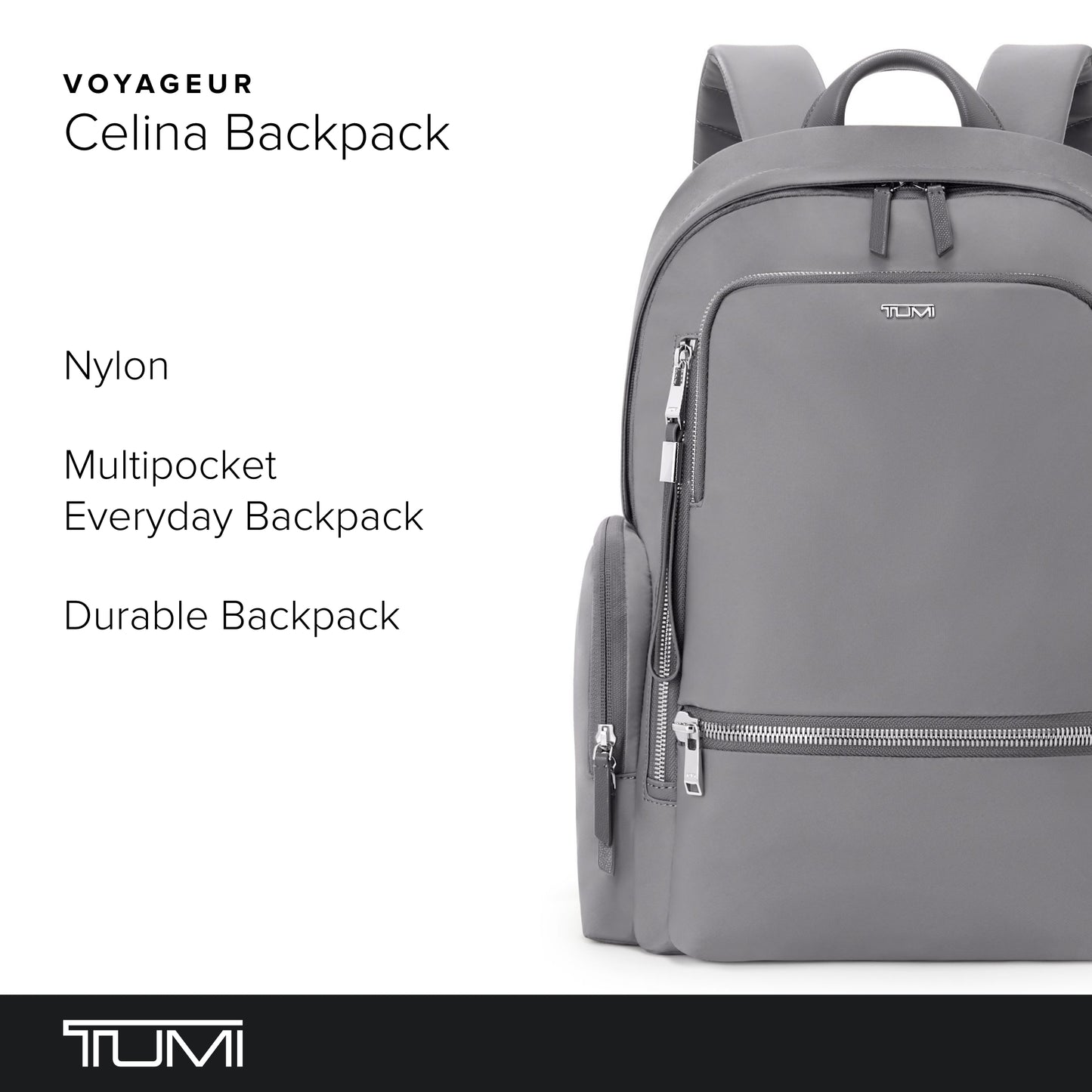 TUMI - Voyageur Celina Backpack - Women's Work and Travel Bag - 16.0" X 10.6" X 6.5" - Holds Up to 16" Laptop - Fog Grey & Silver Hardware