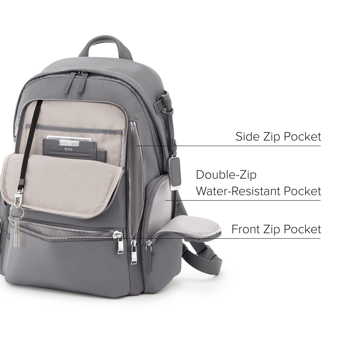TUMI - Voyageur Celina Backpack - Women's Work and Travel Bag - 16.0" X 10.6" X 6.5" - Holds Up to 16" Laptop - Fog Grey & Silver Hardware