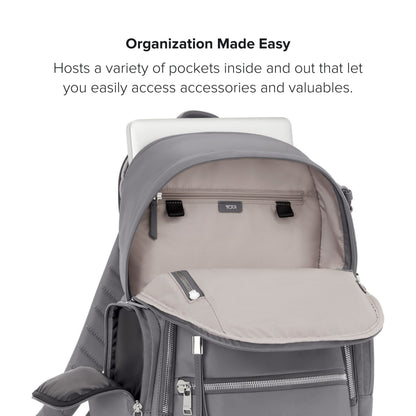 TUMI - Voyageur Celina Backpack - Women's Work and Travel Bag - 16.0" X 10.6" X 6.5" - Holds Up to 16" Laptop - Fog Grey & Silver Hardware
