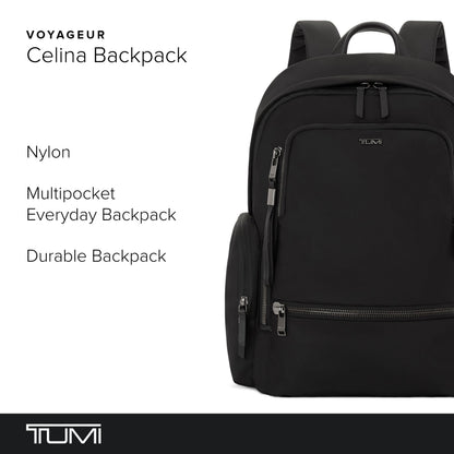TUMI - Voyageur Celina Backpack - Women's Work and Travel Bag - 16.0" X 10.6" X 6.5" - Holds Up to 16" Laptop - Black & Gunmetal Hardware