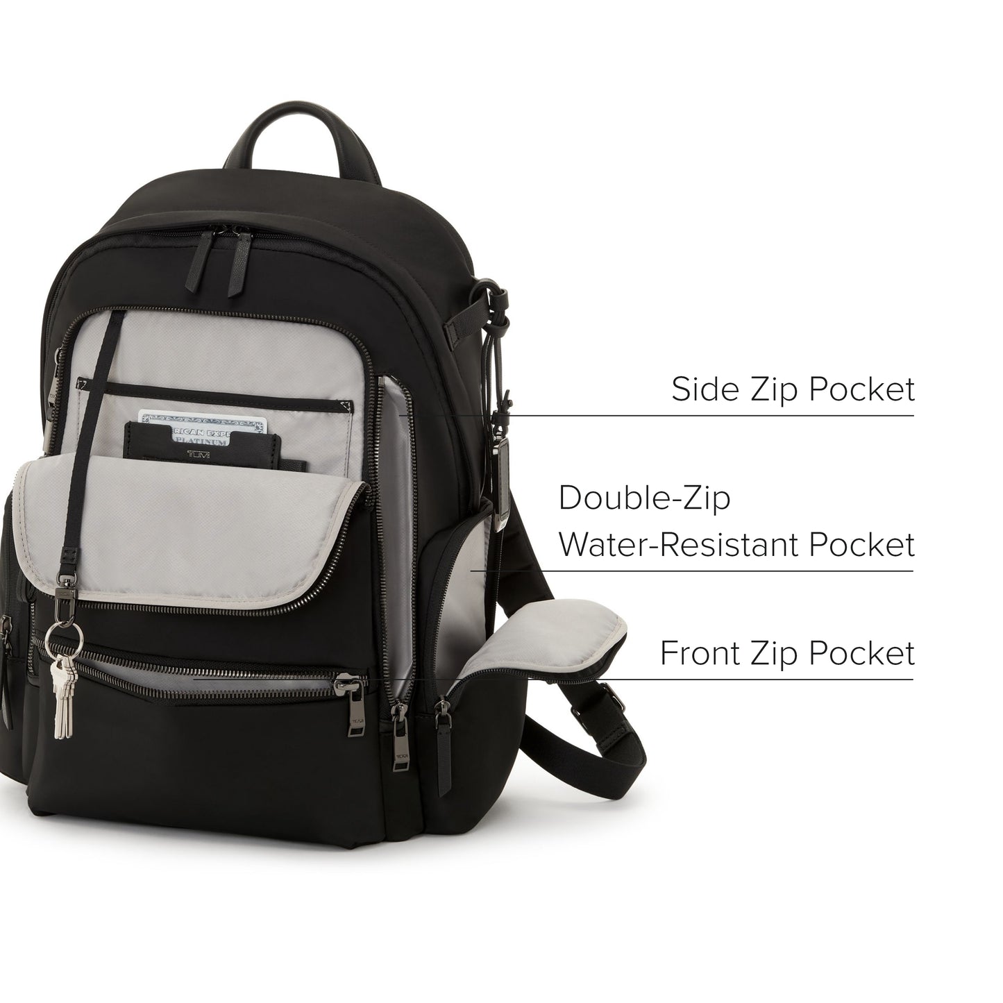 TUMI - Voyageur Celina Backpack - Women's Work and Travel Bag - 16.0" X 10.6" X 6.5" - Holds Up to 16" Laptop - Black & Gunmetal Hardware