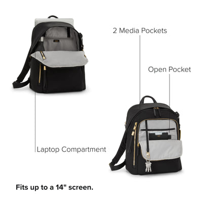 TUMI - Voyageur Halsey Backpack - Travel Backpack - For Business, Fashion, Commute - Holds Up to 14" Screens - Black & Gold