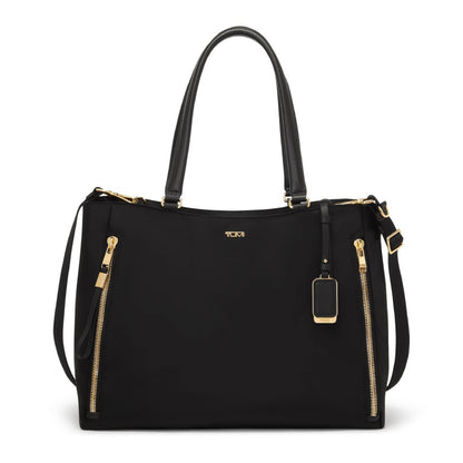 TUMI - Voyageur Valetta Tote - Women's Carryall Bag, Lightweight and Roomy, Functional Purse for Everyday, Business & Travel - Large, Black & Gold Hardware