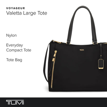 TUMI - Voyageur Valetta Tote - Women's Carryall Bag, Lightweight and Roomy, Functional Purse for Everyday, Business & Travel - Large, Black & Gold Hardware
