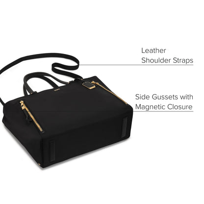 TUMI - Voyageur Valetta Tote - Women's Carryall Bag, Lightweight and Roomy, Functional Purse for Everyday, Business & Travel - Large, Black & Gold Hardware