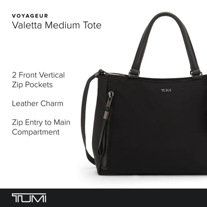TUMI - Voyageur Valetta Tote - Women's Carryall Bag, Lightweight and Roomy, Functional Purse for Everyday, Business & Travel - Medium, Black & Gunmetal Hardware