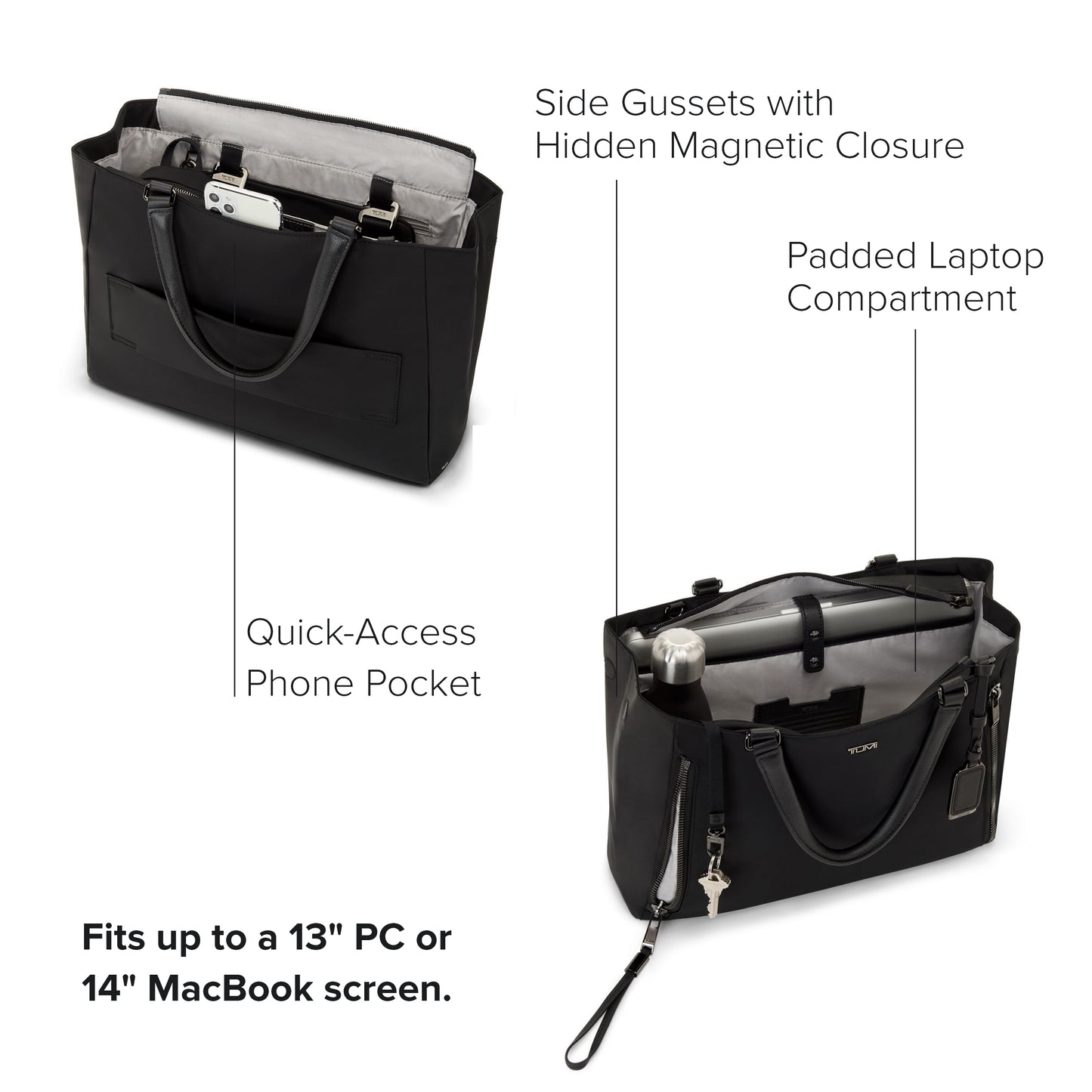 TUMI - Voyageur Valetta Tote - Women's Carryall Bag, Lightweight and Roomy, Functional Purse for Everyday, Business & Travel - Medium, Black & Gunmetal Hardware