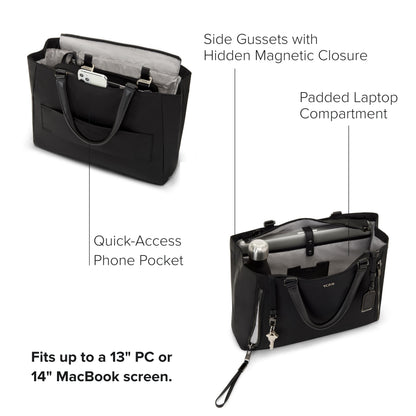 TUMI - Voyageur Valetta Tote - Women's Carryall Bag, Lightweight and Roomy, Functional Purse for Everyday, Business & Travel - Medium, Black & Gunmetal Hardware