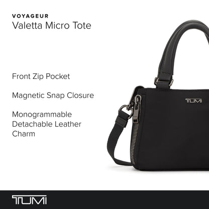 TUMI - Voyageur Valetta Micro Tote - Purse for Business & Travel - Stain & Water-Resistant - Removable Crossbody Strap - Black & Gunmetal