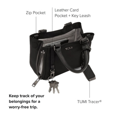 TUMI - Voyageur Valetta Micro Tote - Purse for Business & Travel - Stain & Water-Resistant - Removable Crossbody Strap - Black & Gunmetal