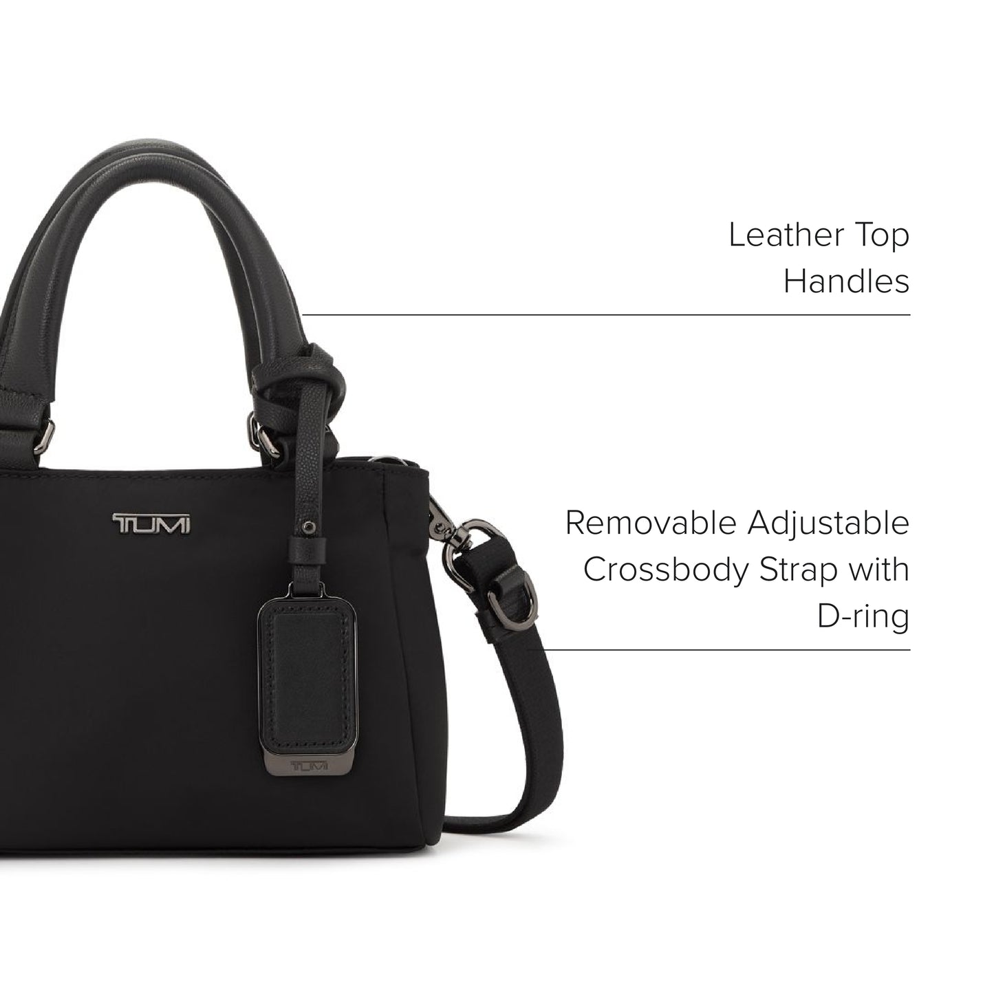 TUMI - Voyageur Valetta Micro Tote - Purse for Business & Travel - Stain & Water-Resistant - Removable Crossbody Strap - Black & Gunmetal