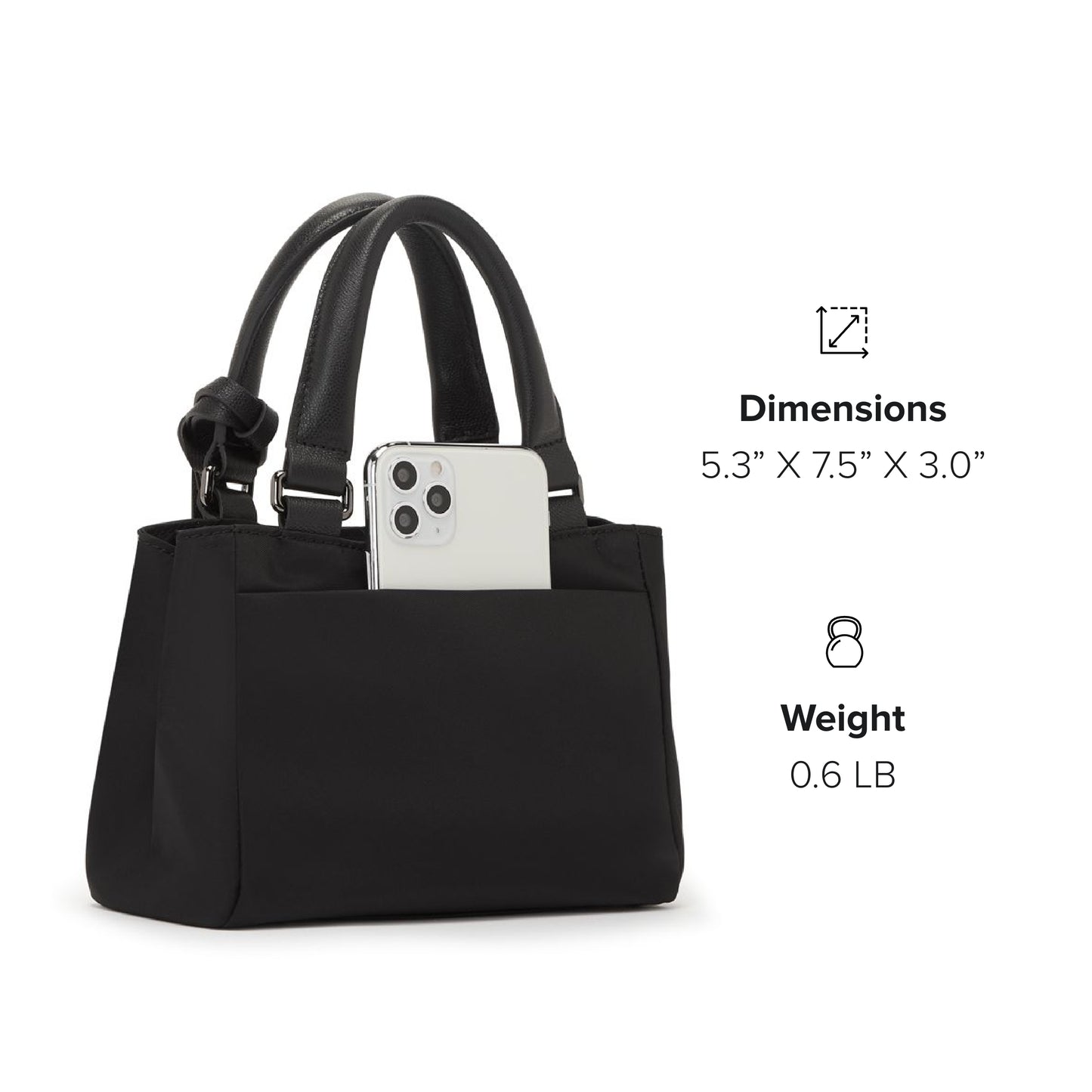 TUMI - Voyageur Valetta Micro Tote - Purse for Business & Travel - Stain & Water-Resistant - Removable Crossbody Strap - Black & Gunmetal