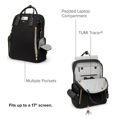 TUMI - Voyageur Atlanta Backpack - Travel Backpack for Women - For Business, Commute - Holds Up to 17" Laptop - Black - Gold Hardware