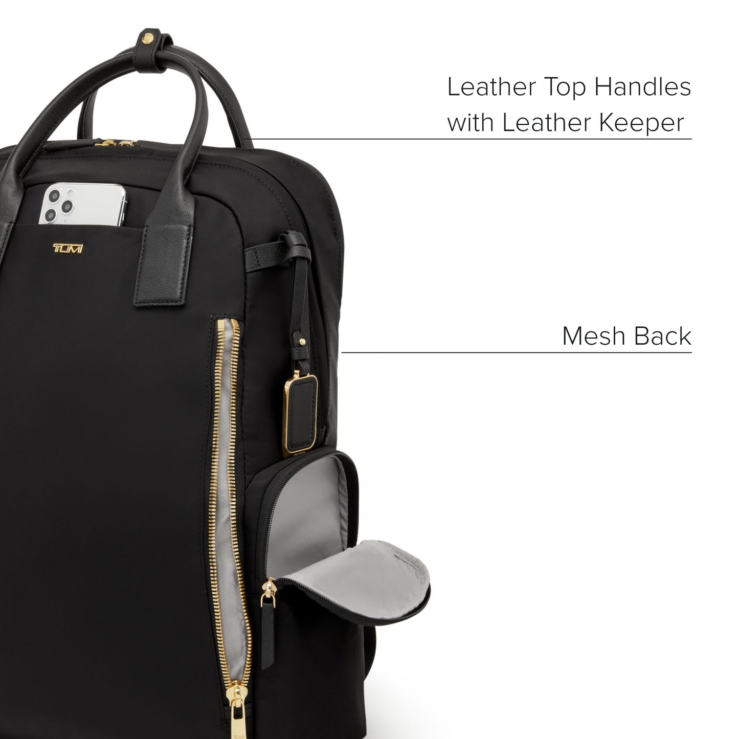 TUMI - Voyageur Atlanta Backpack - Travel Backpack for Women - For Business, Commute - Holds Up to 17" Laptop - Black - Gold Hardware