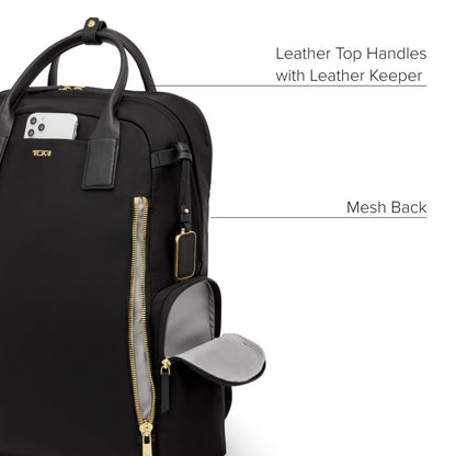 TUMI - Voyageur Atlanta Backpack - Travel Backpack for Women - For Business, Commute - Holds Up to 17" Laptop - Black - Gold Hardware