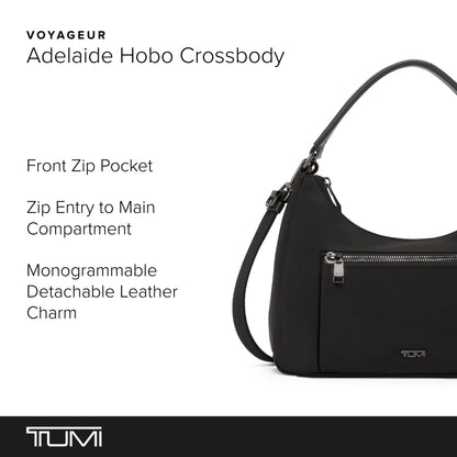 TUMI - Voyageur Adelaide Hobo Crossbody - Sling Bag for Women - Everyday Travel Purse - Removable Strap - TUMI Tracer - Black & Gunmetal Hardware