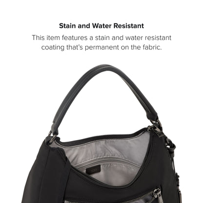 TUMI - Voyageur Adelaide Hobo Crossbody - Sling Bag for Women - Everyday Travel Purse - Removable Strap - TUMI Tracer - Black & Gunmetal Hardware