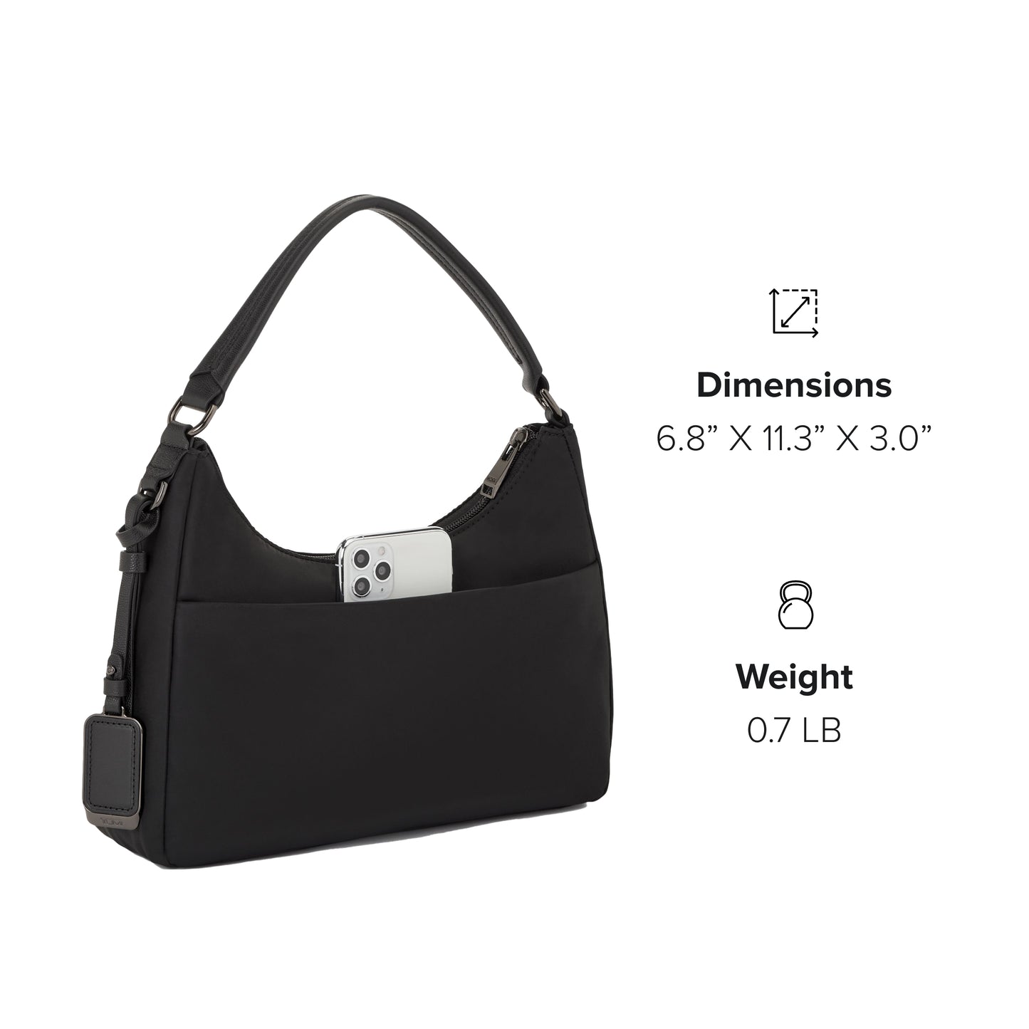 TUMI - Voyageur Adelaide Hobo Crossbody - Sling Bag for Women - Everyday Travel Purse - Removable Strap - TUMI Tracer - Black & Gunmetal Hardware