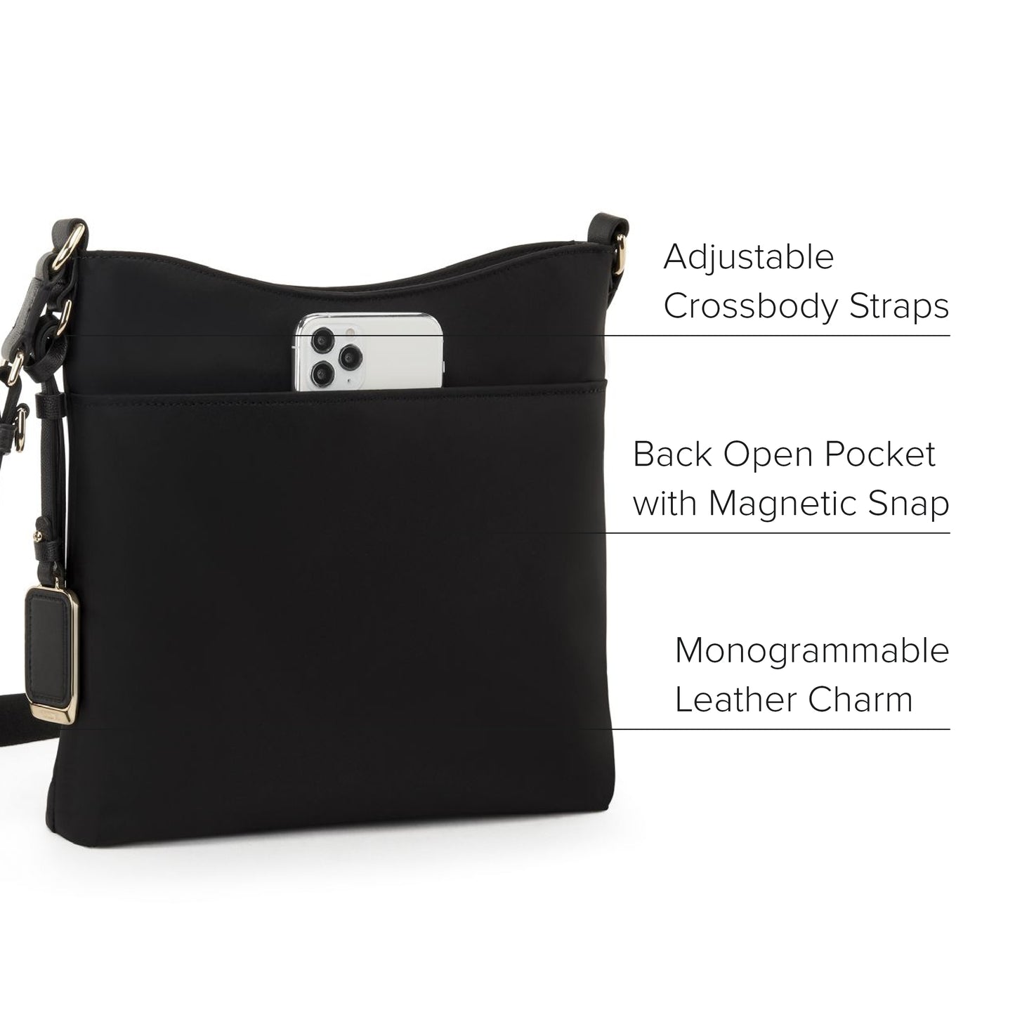 TUMI - Voyageur Tyler Crossbody - Nylon Crossbody Bag - Business, Travel Bag - Stain, Water-Resistant - Stylish Purse - Black & Gold