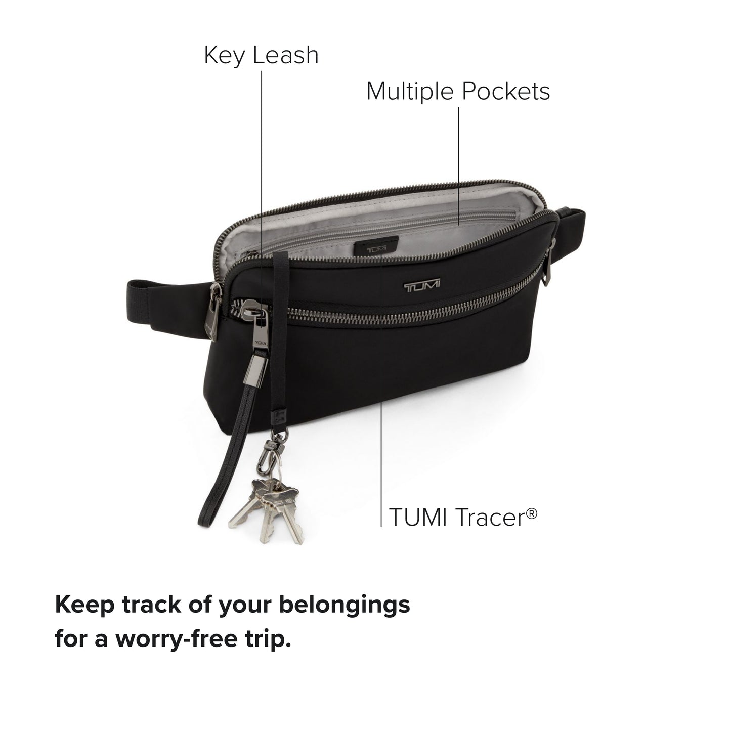 TUMI - Voyageur Manele Hip Bag - Men's & Women's Waist Pack - Black/Gunmetal
