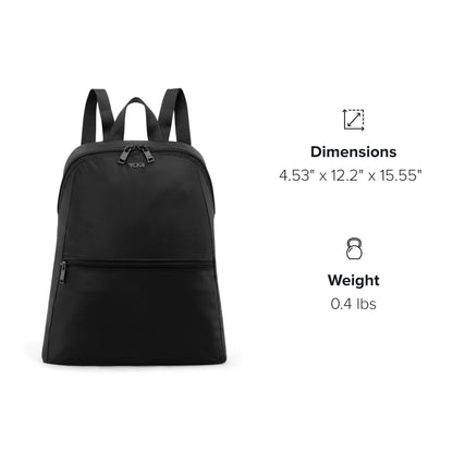 TUMI - Just In Case Foldable Backpack - Lightweight, Compact Travel Backpack - For One Bag Travel - 15.5" X 12.3" X 4.5" - Black with Gunmetal Hardware