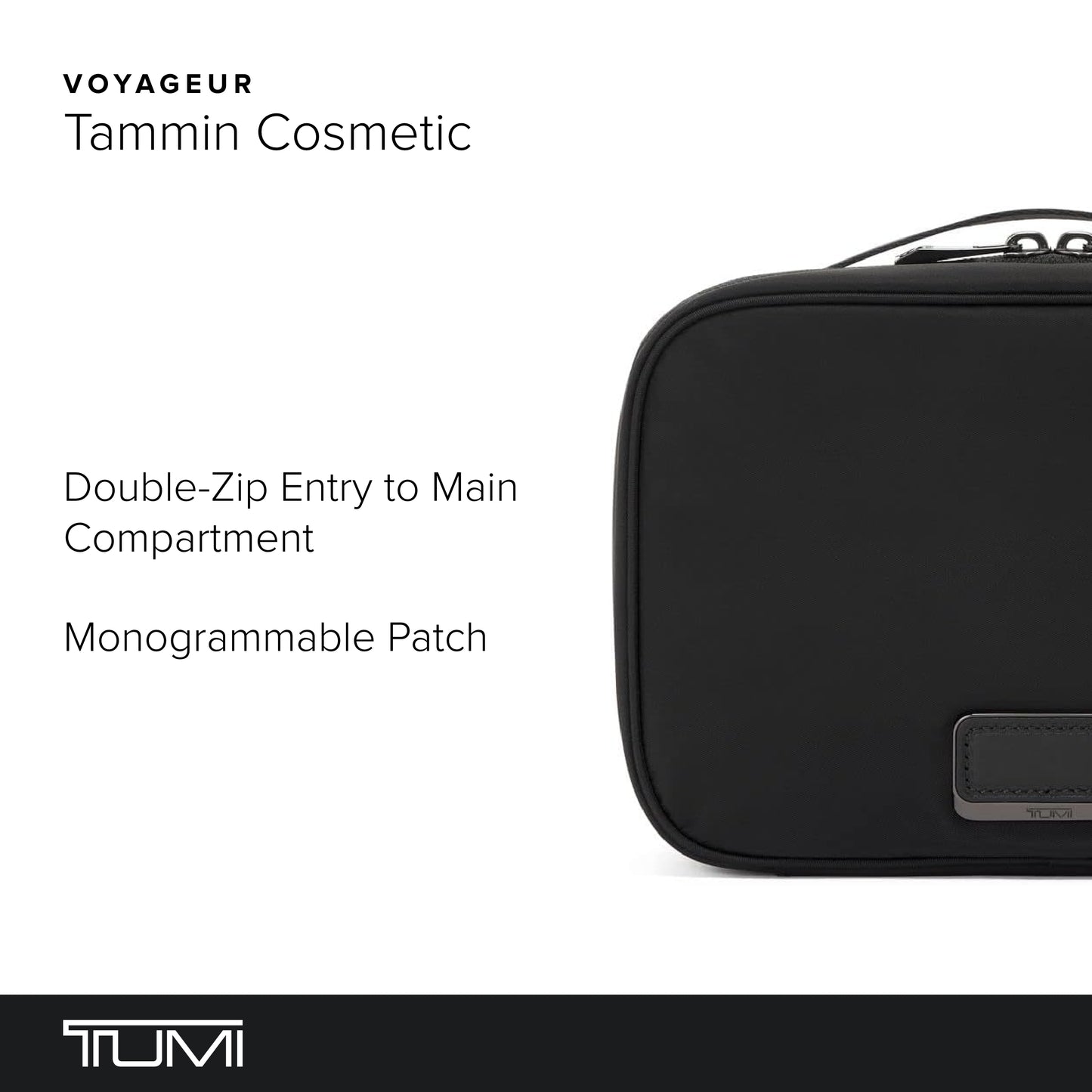 TUMI - Voyageur Tammin Cosmetic - Makeup Organizer Bag for Travel - Premium Toiletry Bag - Stain & Water-Resistant Material - Black & Gunmetal