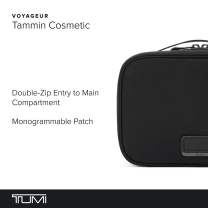 TUMI - Voyageur Tammin Cosmetic - Makeup Organizer Bag for Travel - Premium Toiletry Bag - Stain & Water-Resistant Material - Black & Gunmetal