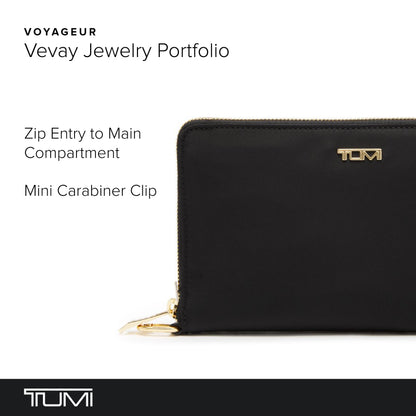 TUMI - Voyageur Vevay Jewelry Portfolio - Women's Travel Friendly Case for Necklaces, Earrings, Rings - Black & Gold