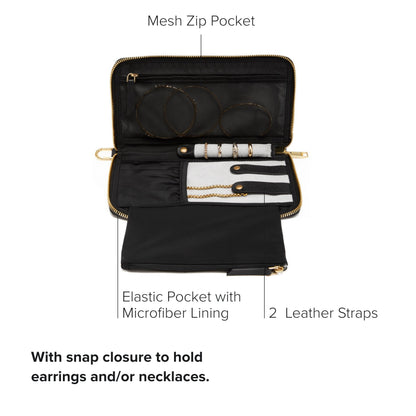 TUMI - Voyageur Vevay Jewelry Portfolio - Women's Travel Friendly Case for Necklaces, Earrings, Rings - Black & Gold
