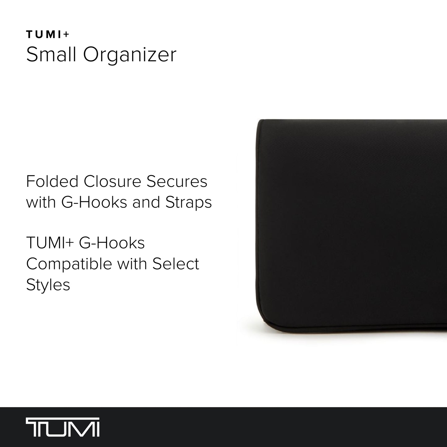 TUMI - Plus Small Organizer - Foldable Travel Organizer Perfect for Sunglasses, Toiletries, Makeup - Stain & Water-Resistant - Black & Gunmetal
