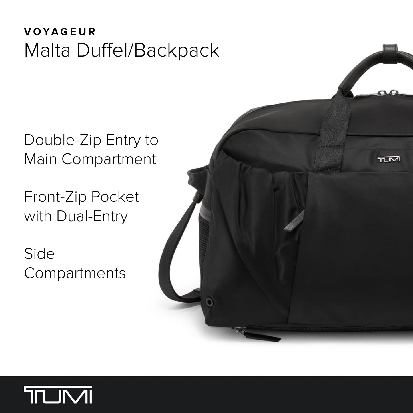 TUMI Voyageur Malta Duffel/Backpack - Black/Gunmetal