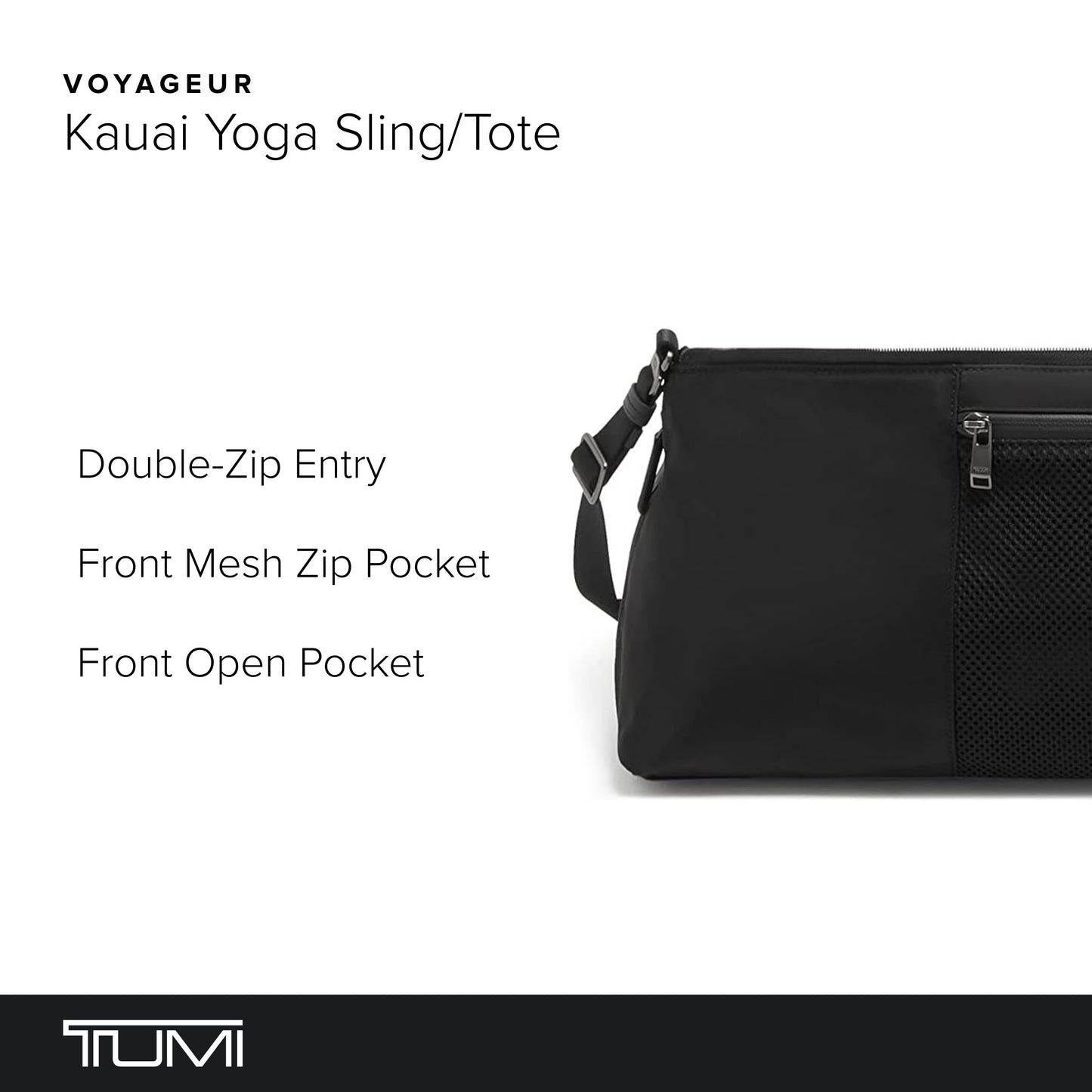 TUMI Voyageur Kauai Yoga Sling/Tote - Travel Sling, Tote & Yoga Bag - Black - With Gunmetal Hardware - 8.8" X 25.0" X 7.5"