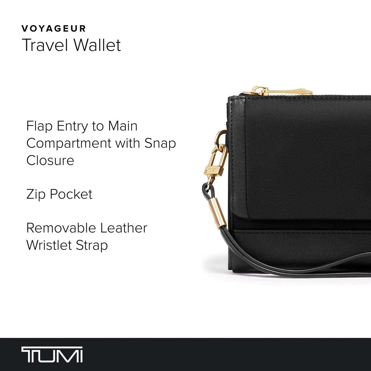 TUMI Voyageur Travel Wallet - Black/Gold