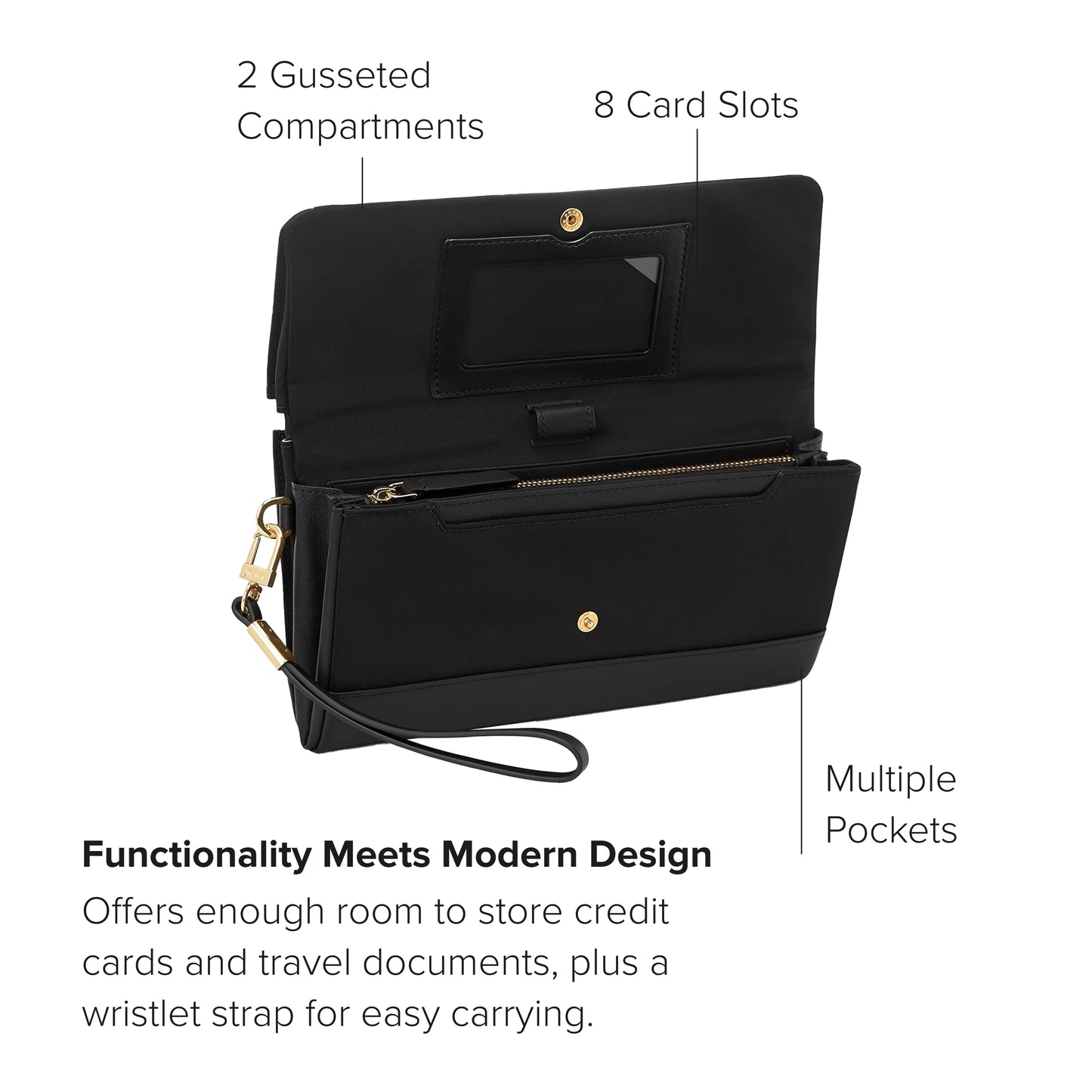 TUMI Voyageur Travel Wallet - Black/Gold