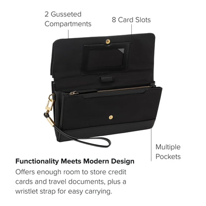 TUMI Voyageur Travel Wallet - Black/Gold