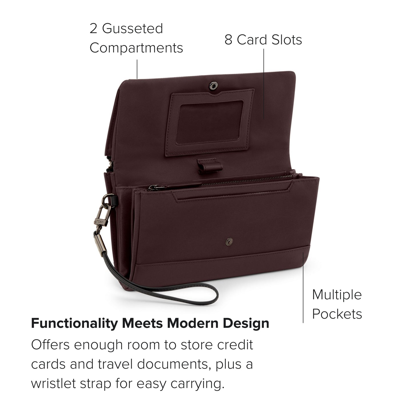 TUMI - Voyageur Travel Wallet for Women - Deep Plum