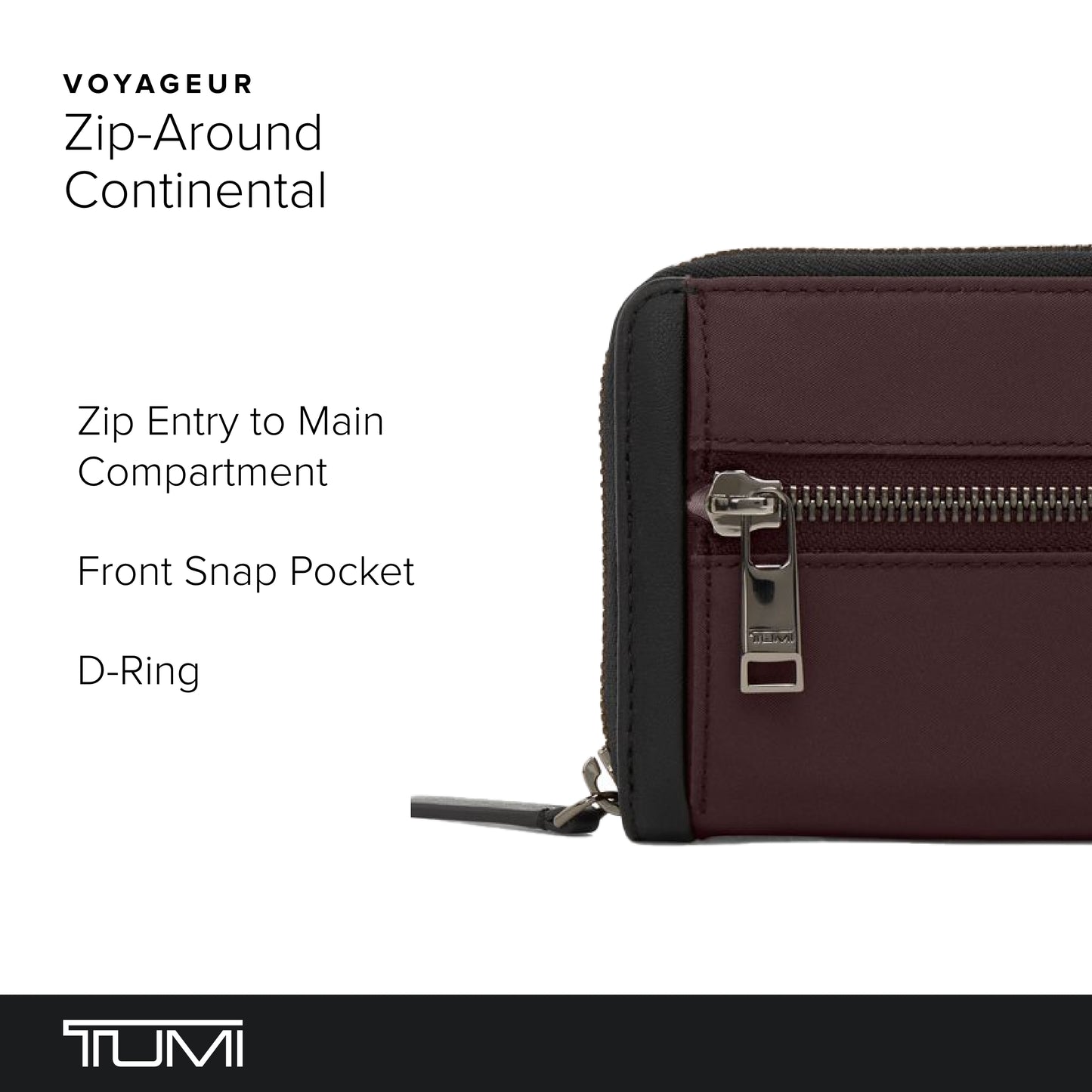 TUMI - Voyageur Zip-Around Continental Wallet for Women - Deep Plum