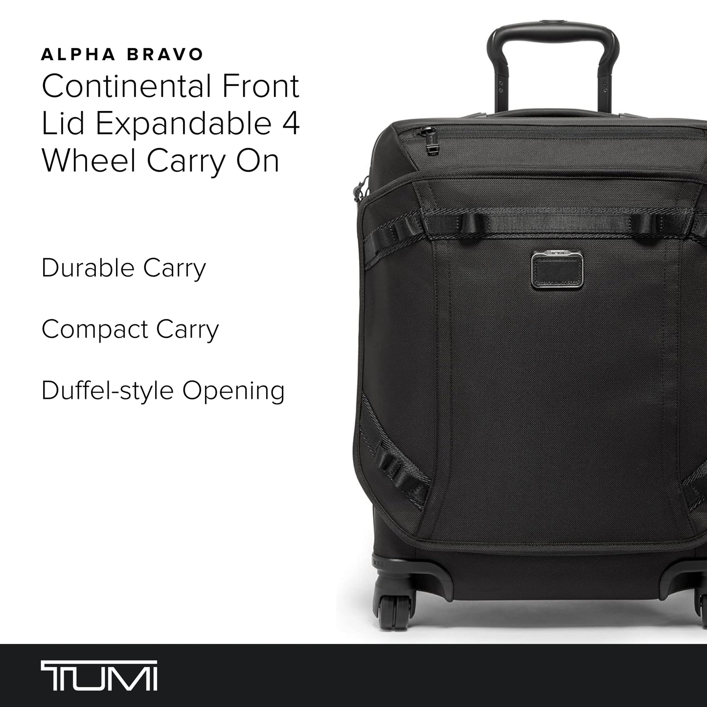 TUMI Alpha Bravo Continental Front Lid Expandable 4 Wheel Carry On - Black