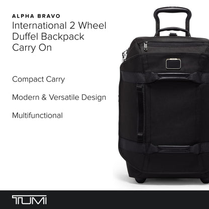 TUMI - Alpha Bravo International 2 Wheeled Duffel Backpack Carry-On - Adjustable Compact Travel Bag - 21.8" X 14.0" X 9.0" - Black