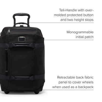TUMI - Alpha Bravo International 2 Wheeled Duffel Backpack Carry-On - Adjustable Compact Travel Bag - 21.8" X 14.0" X 9.0" - Black