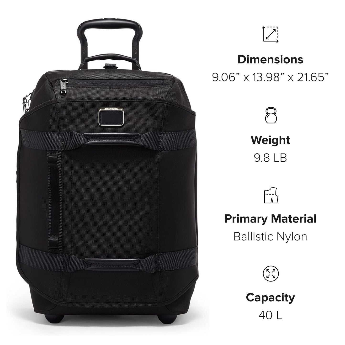 TUMI - Alpha Bravo International 2 Wheeled Duffel Backpack Carry-On - Adjustable Compact Travel Bag - 21.8" X 14.0" X 9.0" - Black