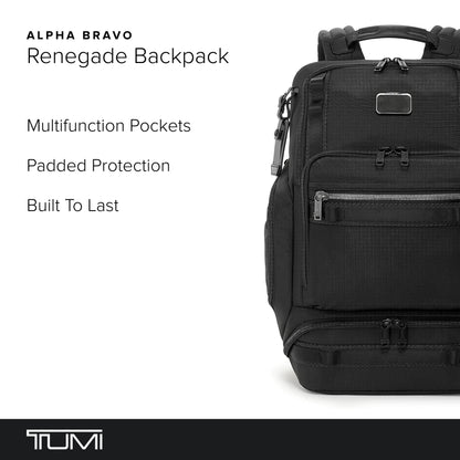 TUMI - Alpha Bravo Renegade Backpack - Travel Backpack & Laptop Bag - With TUMI Tracer - 18.5" X 12.8" X 7.0" - Black