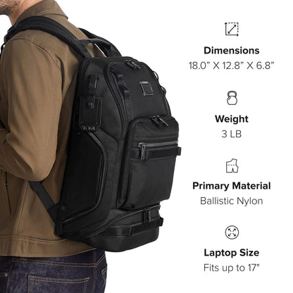 TUMI - Alpha Bravo Renegade Backpack - Travel Backpack & Laptop Bag - With TUMI Tracer - 18.5" X 12.8" X 7.0" - Black