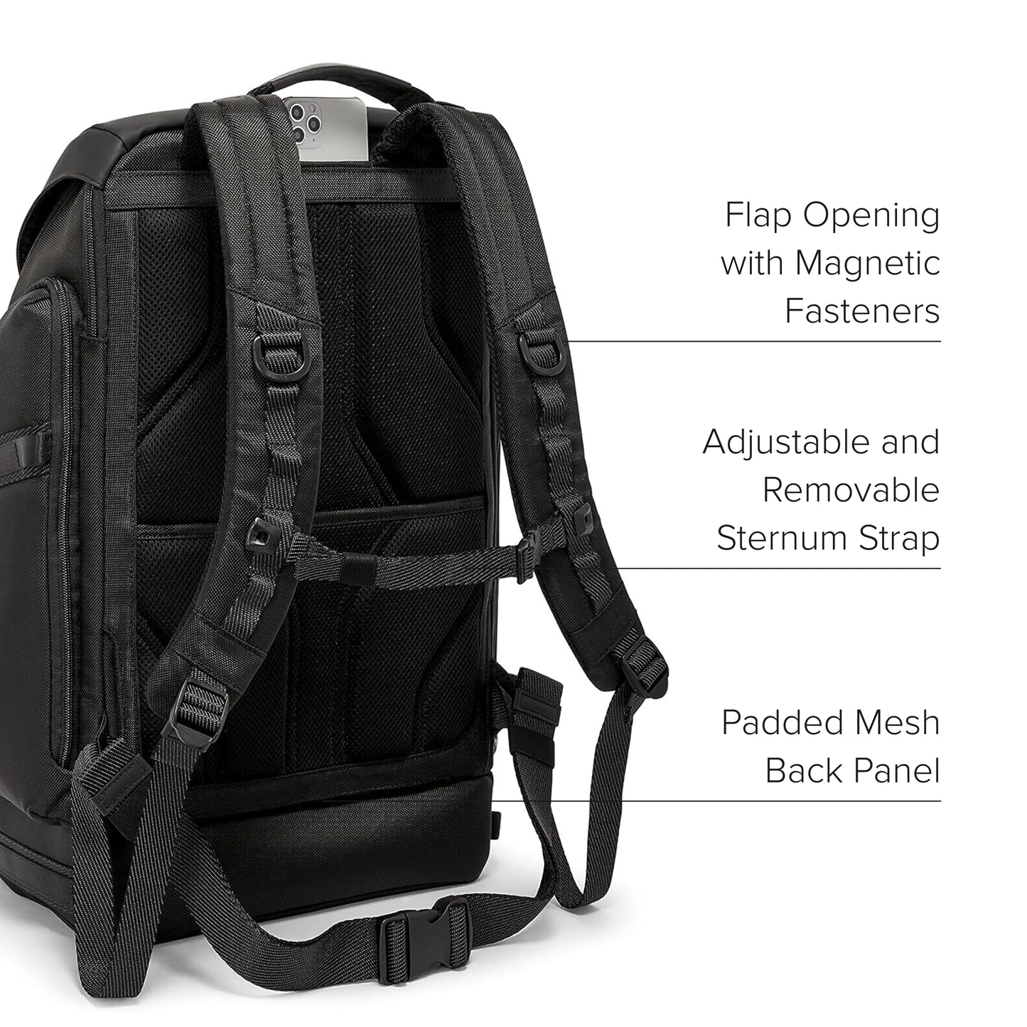 TUMI - Alpha Bravo Expedition Flap Backpack - Large Carry On Backpack - 21.0" X 12.5" X 7.5" - Fits up to 17" Laptop - Black