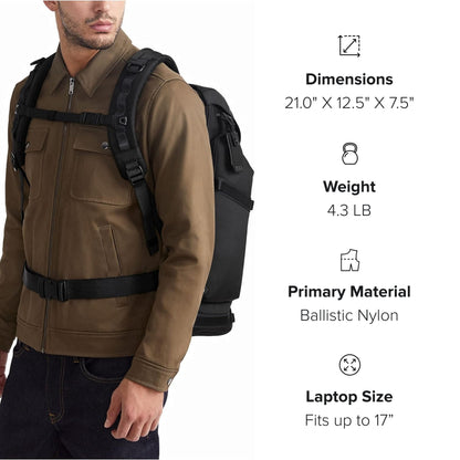 TUMI - Alpha Bravo Expedition Flap Backpack - Large Carry On Backpack - 21.0" X 12.5" X 7.5" - Fits up to 17" Laptop - Black