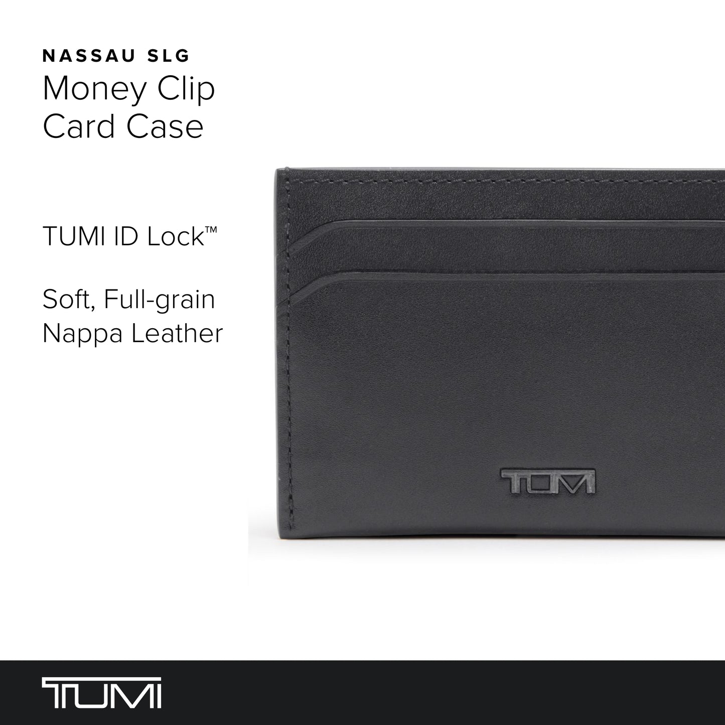 TUMI Nassau Money Clip Card Case - Black Smooth