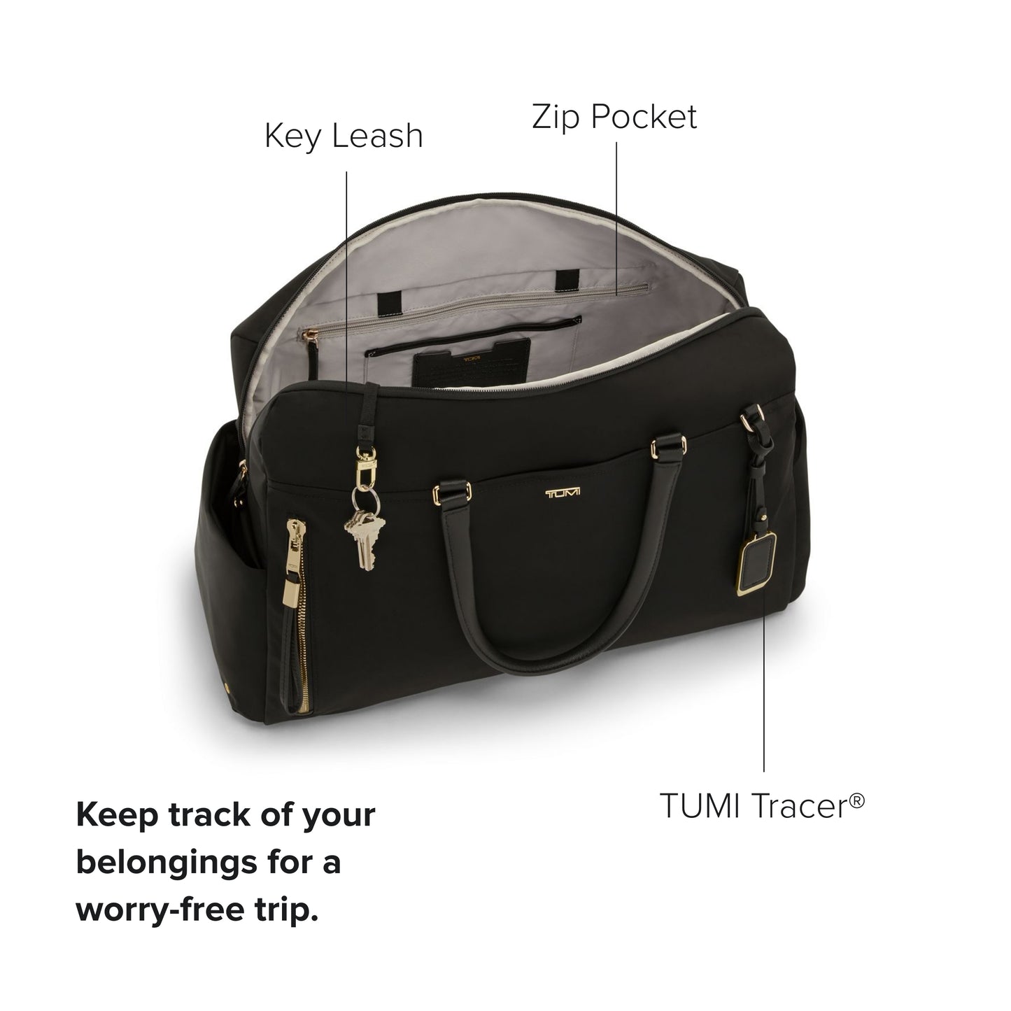 TUMI - Voyageur Venice Duffel - Aesthetic Travel Duffel Bag for Women - Multicompartment Weekender Ladies' Bag - Black/Gold