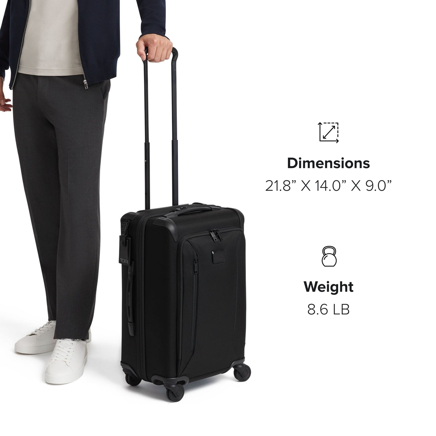 TUMI - Aerotour 4 Wheel Expandable Luggage - Men's and Women's Lightweight Business and Leisure Travel Suitcase - 21.75" Expandable Carry-On, Black