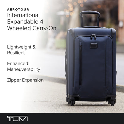 TUMI - Aerotour 4 Wheel Expandable Luggage - Men's and Women's Lightweight Business and Leisure Travel Suitcase - 21.75" Expandable Carry-On, Navy
