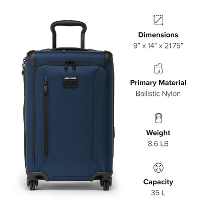 TUMI - Aerotour 4 Wheel Expandable Luggage - Men's and Women's Lightweight Business and Leisure Travel Suitcase - 21.75" Expandable Carry-On, Navy